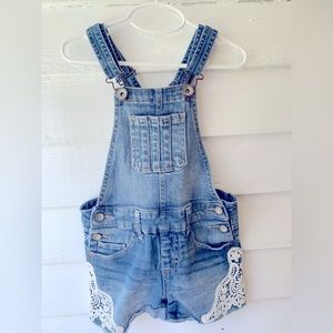 Girls Denim Short Overalls